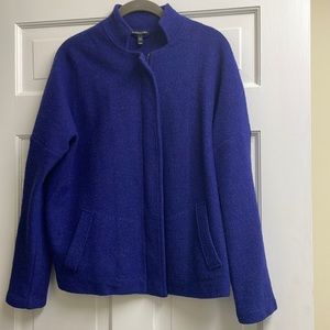 Eileen Fisher Purple Wool Jacket with zipper and pockets. Size medium.
